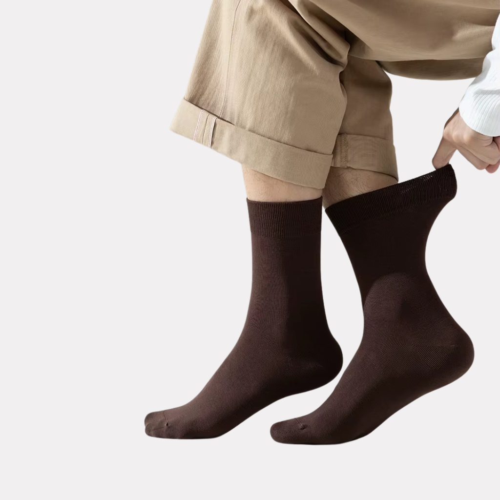 The Essential Crew - Premium Cotton Socks  (2 Pack Pairs in Dark Brown)