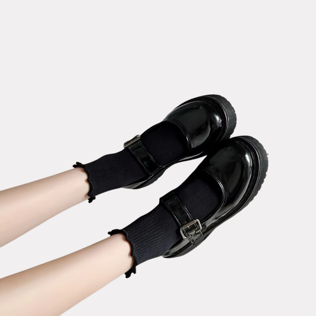 Ruffle Frills Crew Socks - 2 Pack Pairs (Black)
