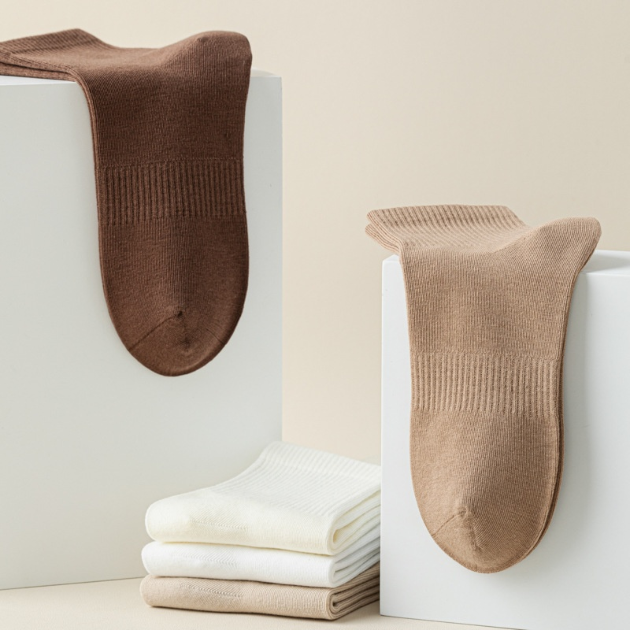 Lucent Mid-Crew – Premium Cotton Socks (2 Pairs in Oat)