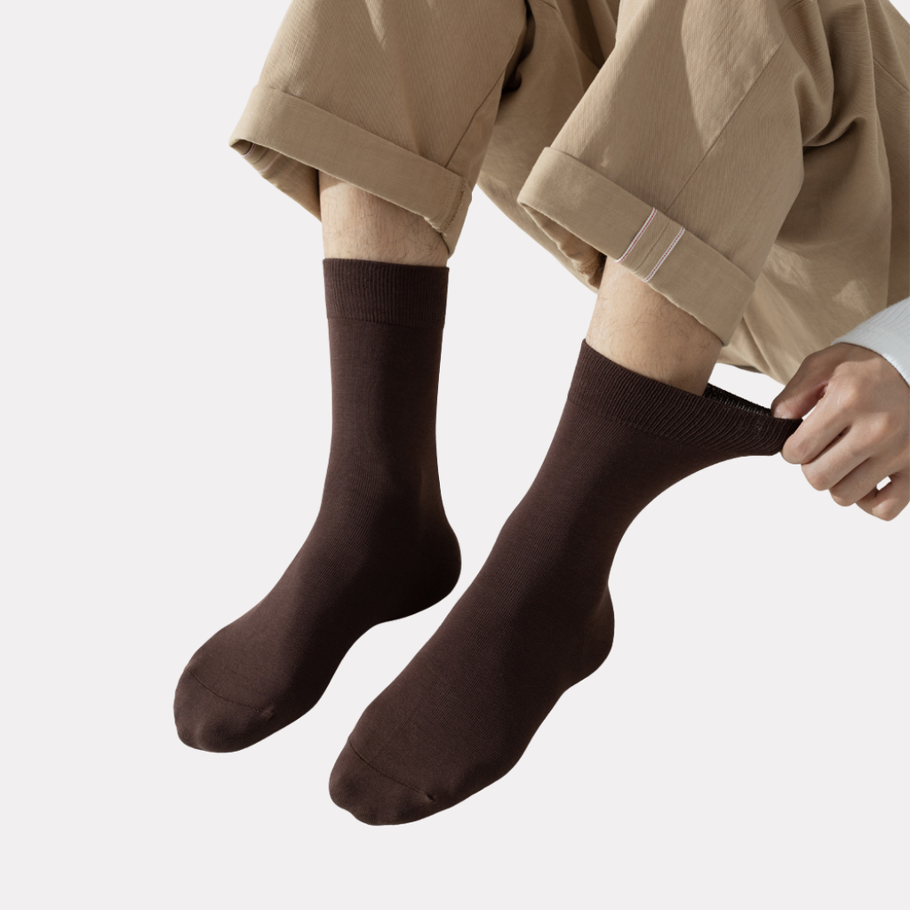 The Essential Crew - Premium Cotton Socks  (2 Pack Pairs in Dark Brown)