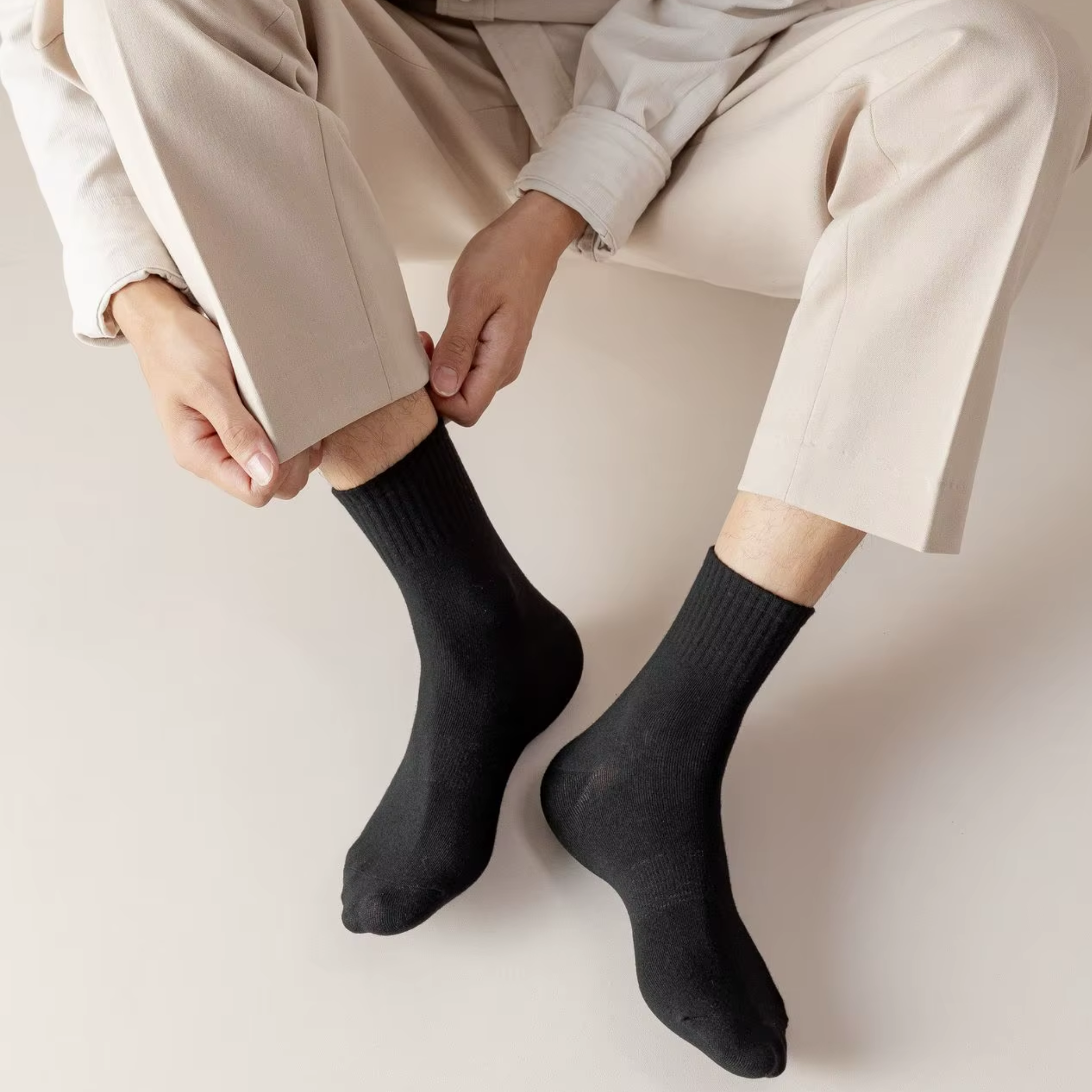 Lucent Mid-Crew – Premium Cotton Socks (2 Pairs in Onyx)