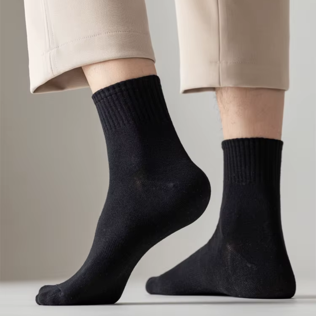 Lucent Mid-Crew – Premium Cotton Socks (2 Pairs in Onyx)