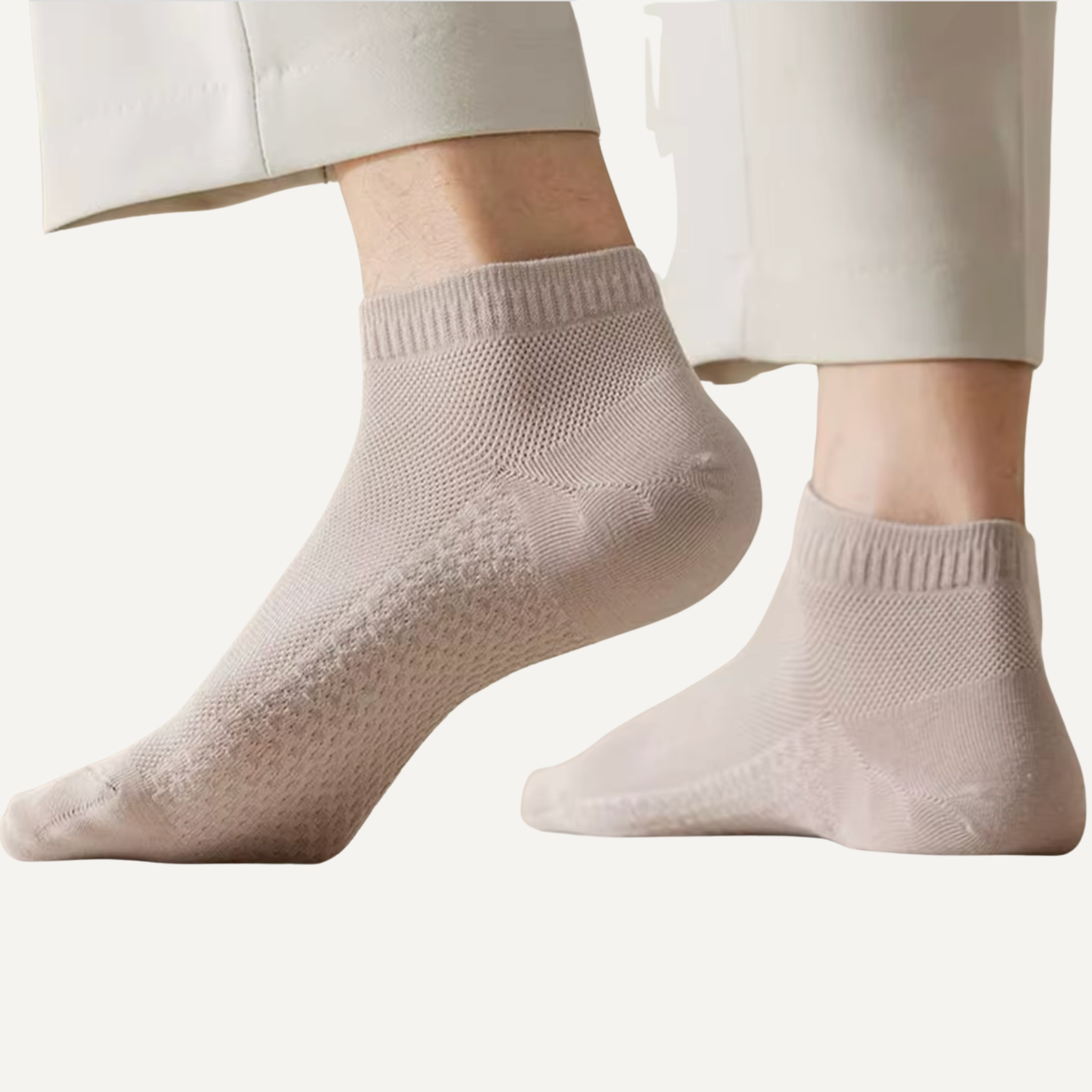 The Terra Ankle – Premium Bamboo Socks (2 Pairs in Blush Linen)