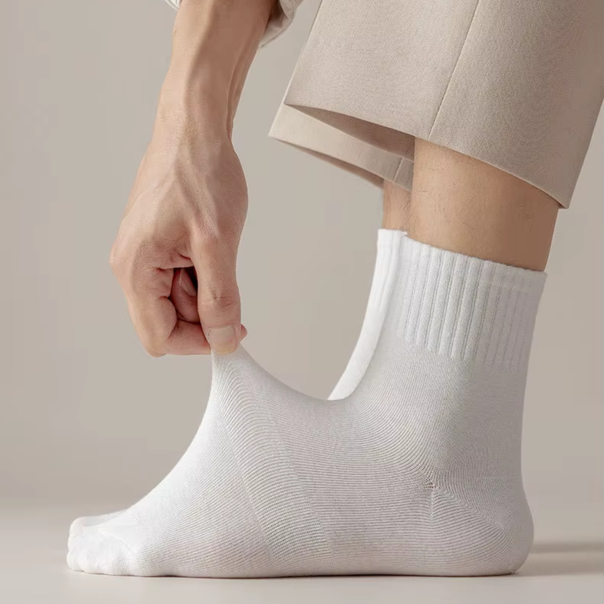 Lucent Mid-Crew – Premium Cotton Socks (2 Pairs in White)