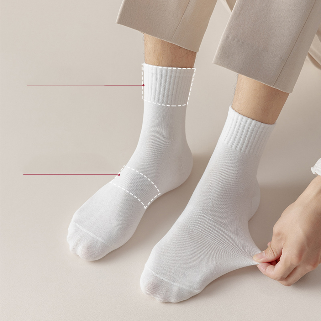 Lucent Mid-Crew – Premium Cotton Socks (2 Pairs in White)