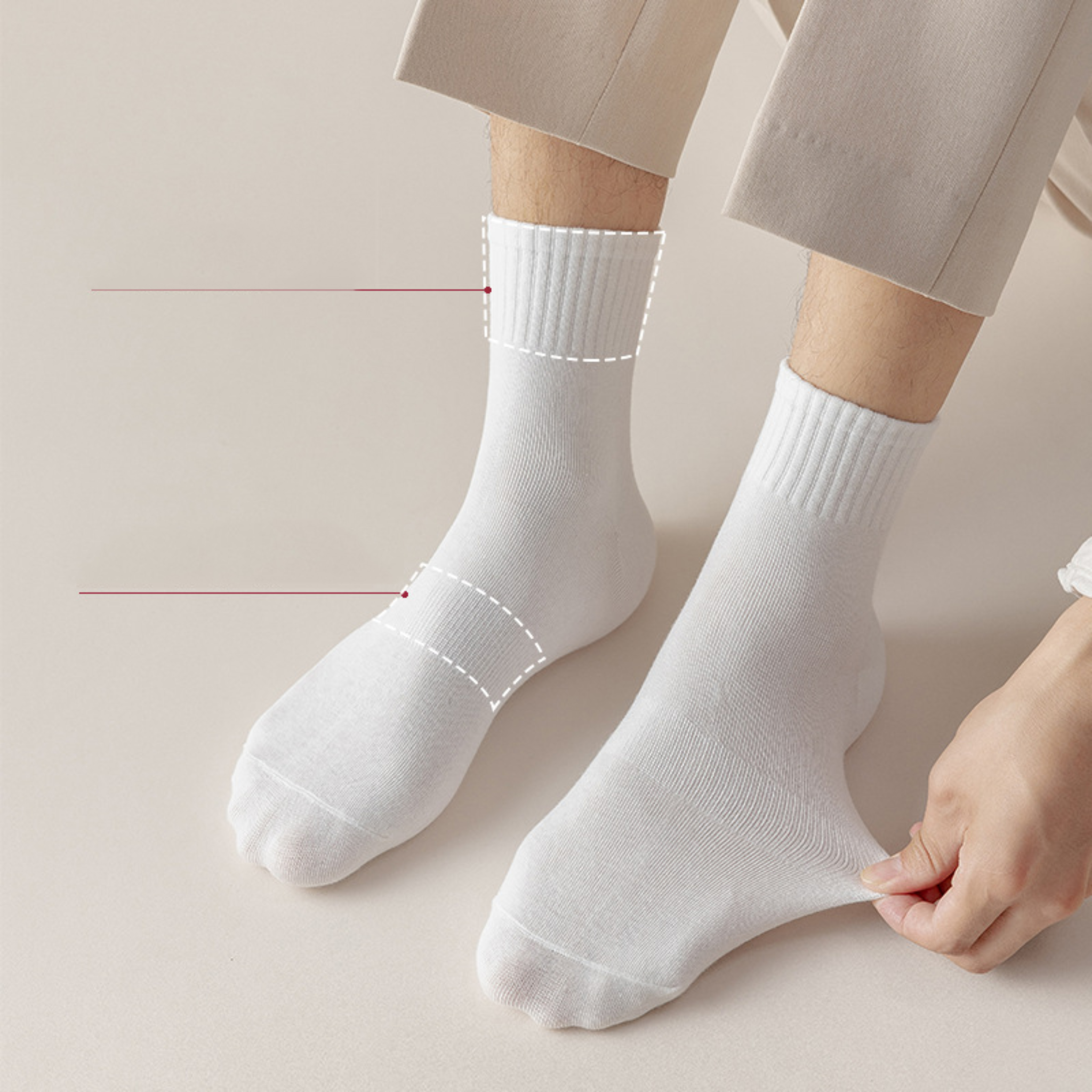 Lucent Mid-Crew – Premium Cotton Socks (2 Pairs in White)