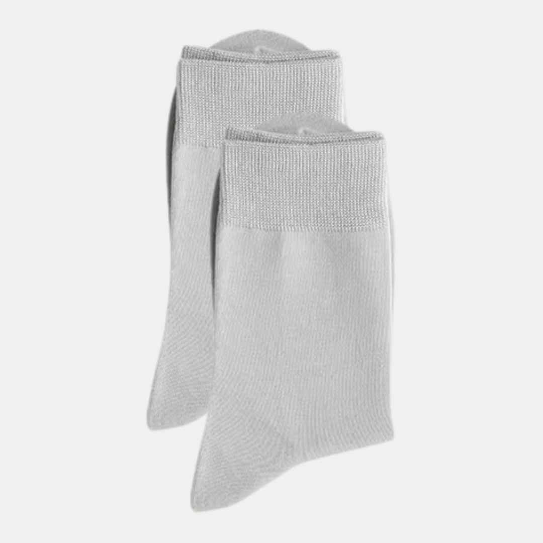The Essential Crew - Premium Cotton Socks  (2 Pack Pairs in Silver Grey)