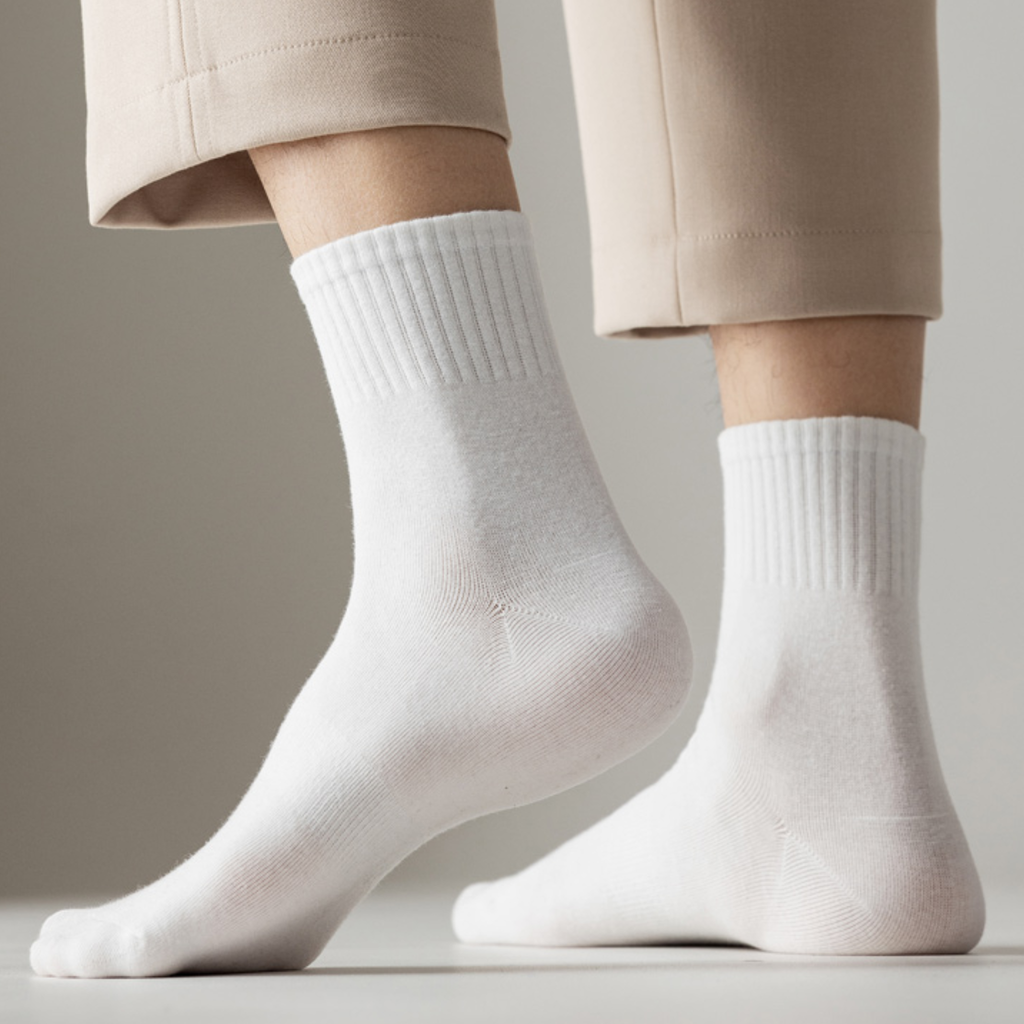 Lucent Mid-Crew – Premium Cotton Socks (2 Pairs in White)