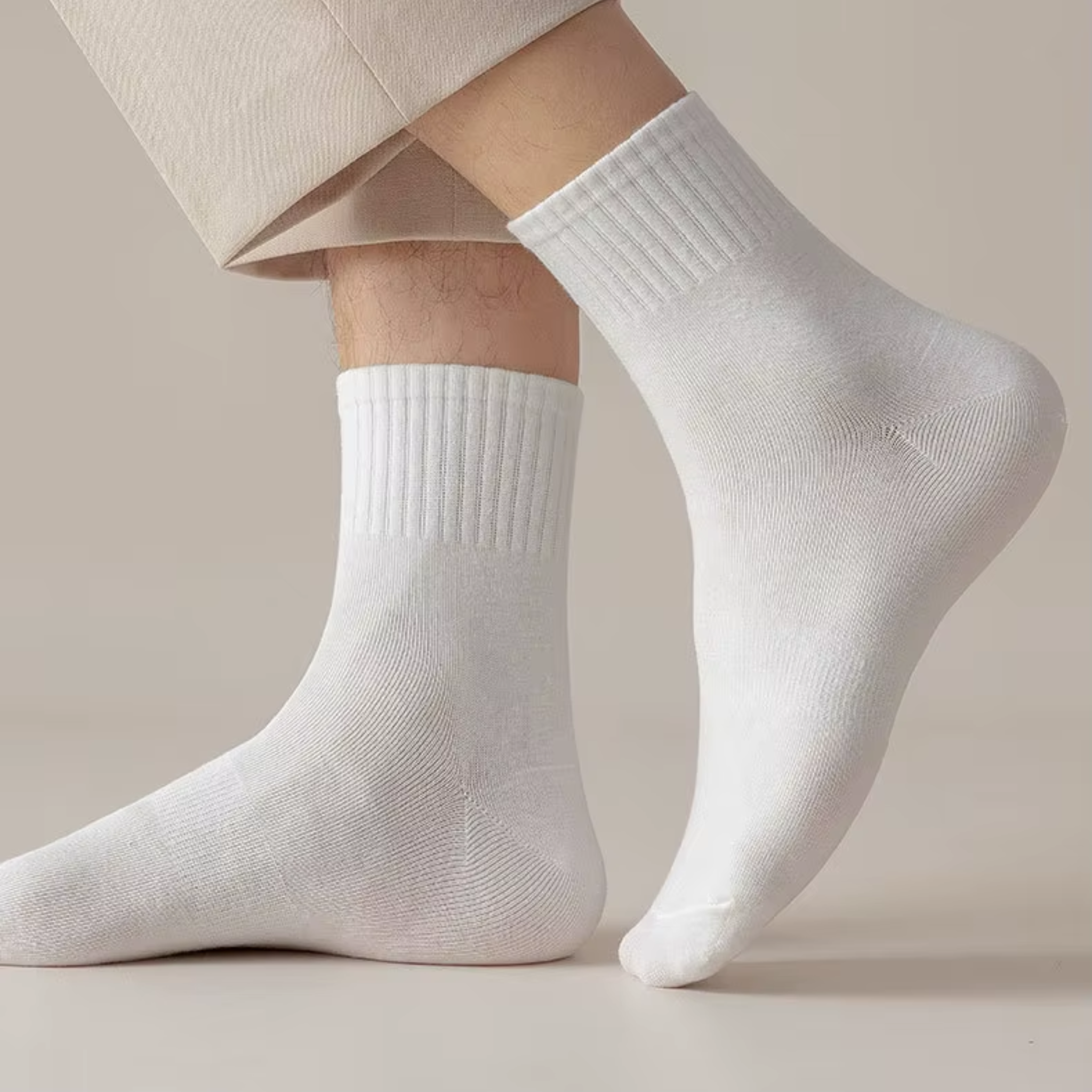 Lucent Mid-Crew – Premium Cotton Socks (2 Pairs in White)