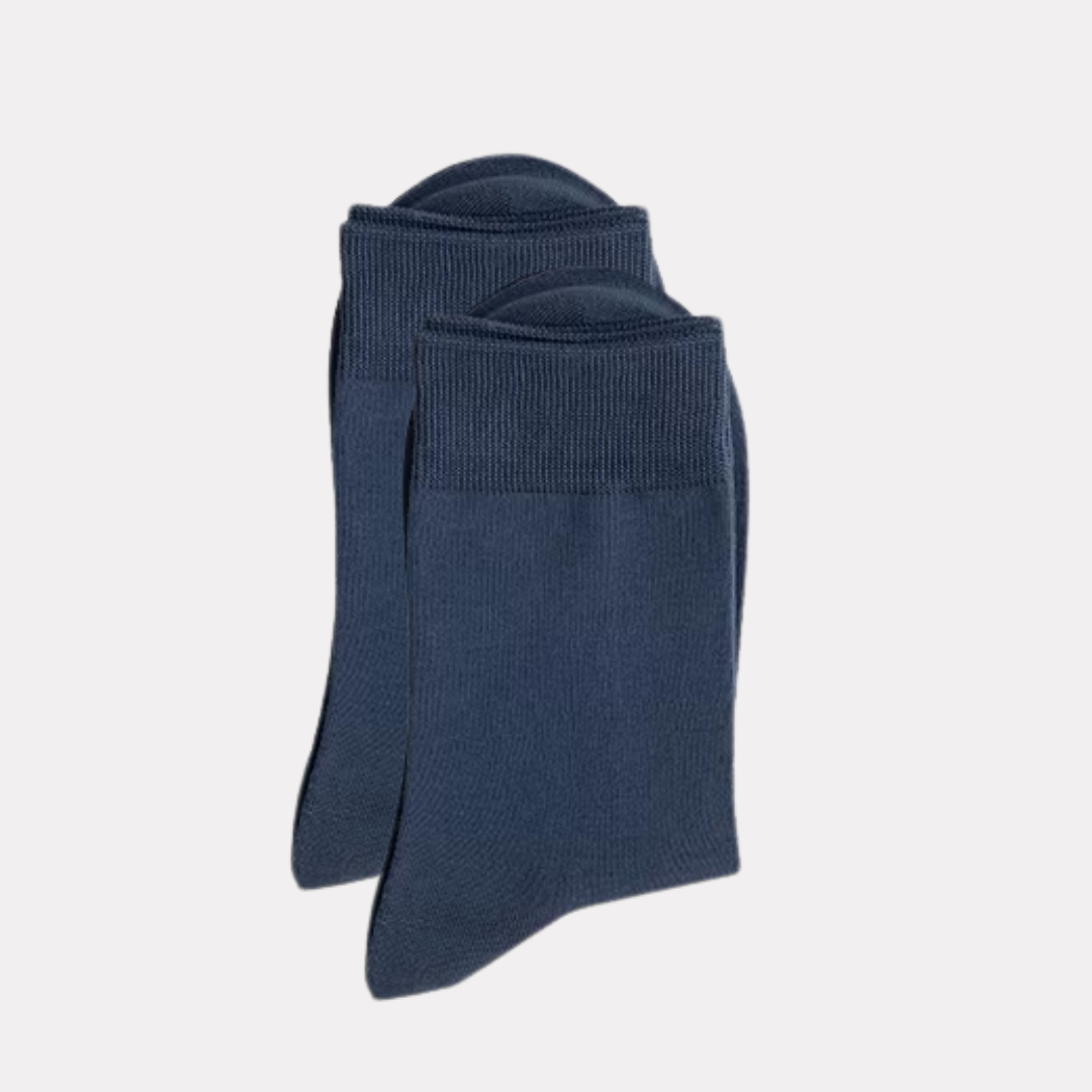 The Essential Crew - Premium Cotton Socks  (2 Pack Pairs in Blue)