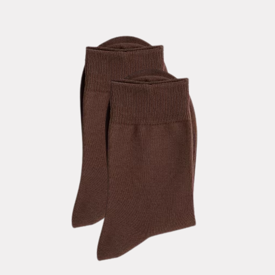 The Essential Crew - Premium Cotton Socks  (2 Pack Pairs in Dark Brown)