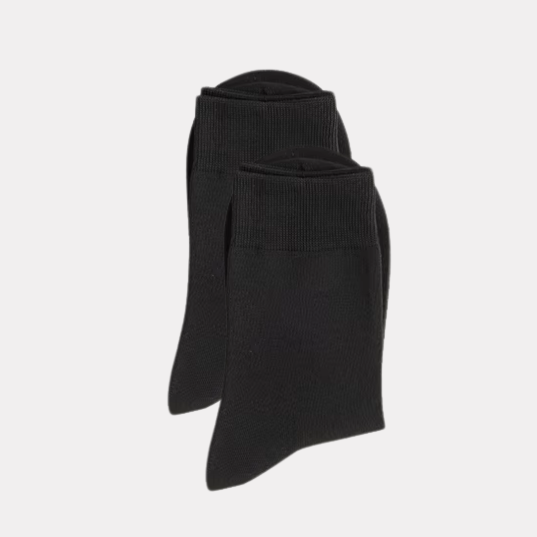 The Essential Crew - Premium Cotton Socks  (2 Pack Pairs in Black)