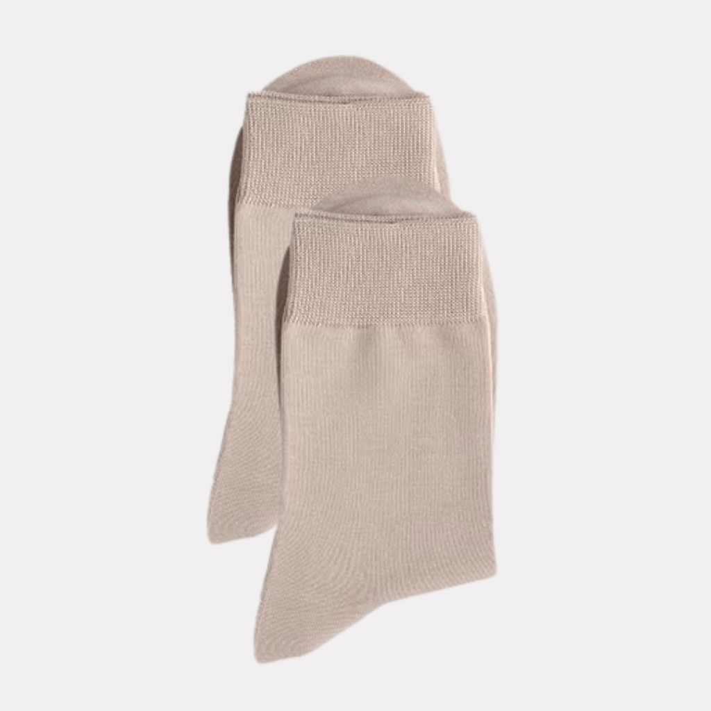 The Essential Crew - Premium Cotton Socks  (2 Pack Pairs in Beige)