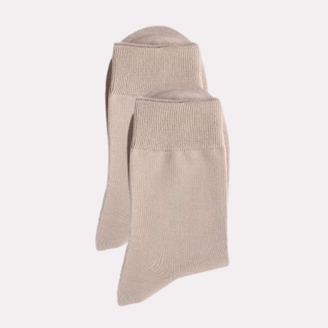 The Essential Crew - Premium Cotton Socks  (2 Pack Pairs in Beige)