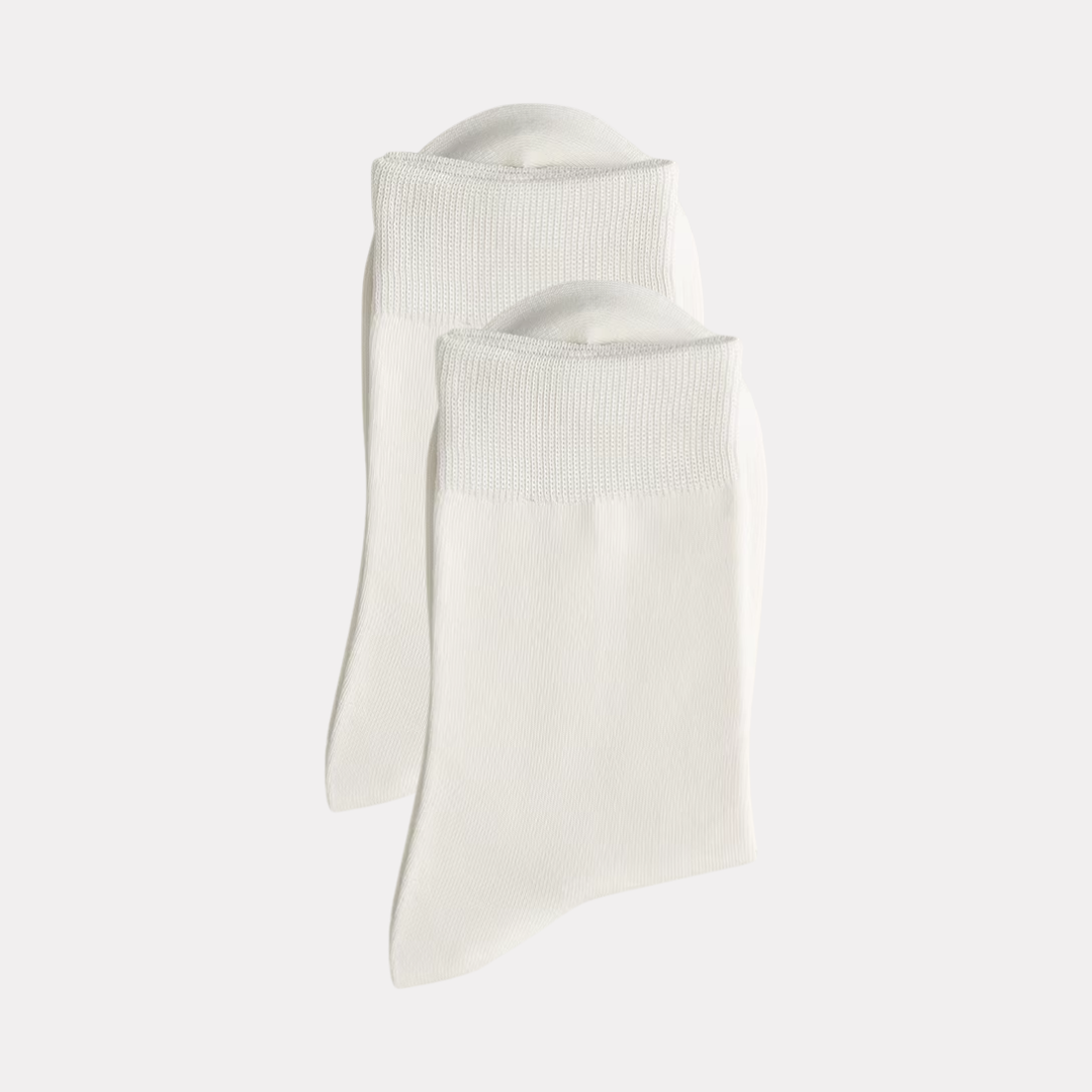 The Essential Crew - Premium Cotton Socks  (2 Pack Pairs in White)