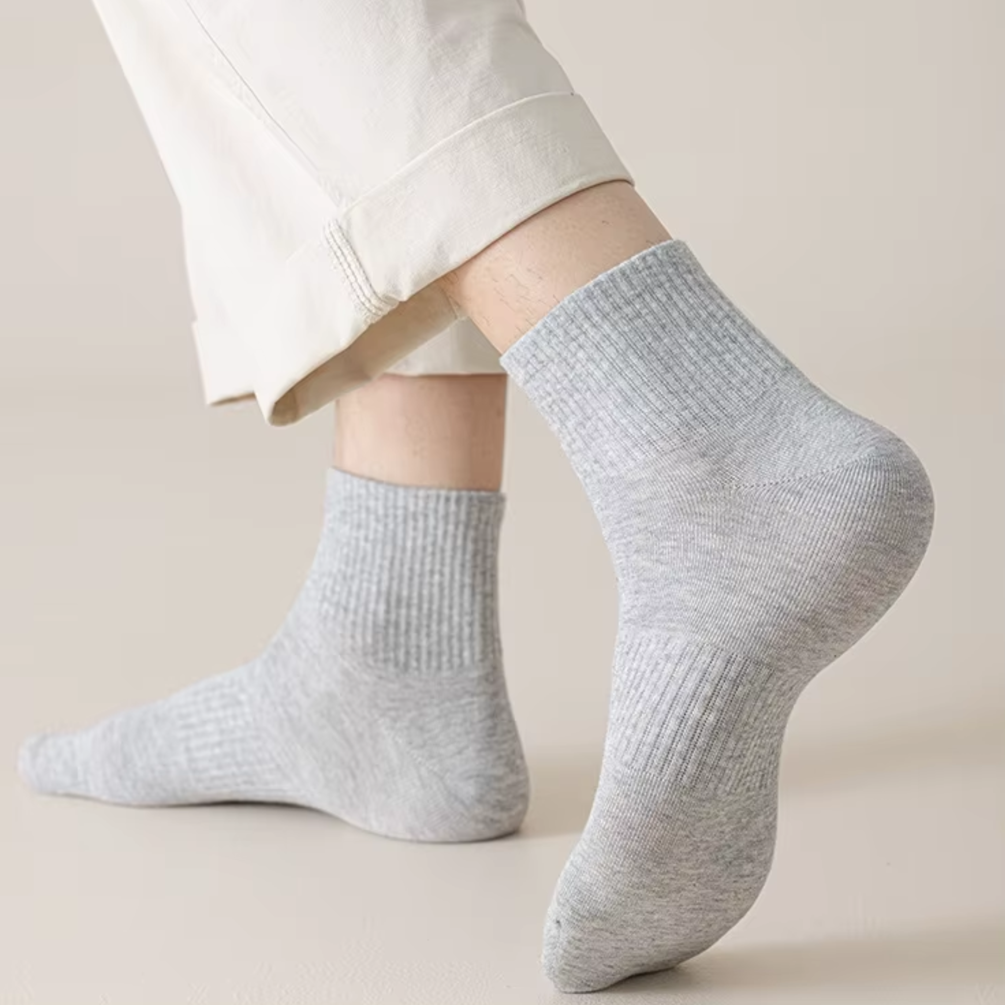 Lucent Mid-Crew – Premium Cotton Socks (2 Pairs in Silver)
