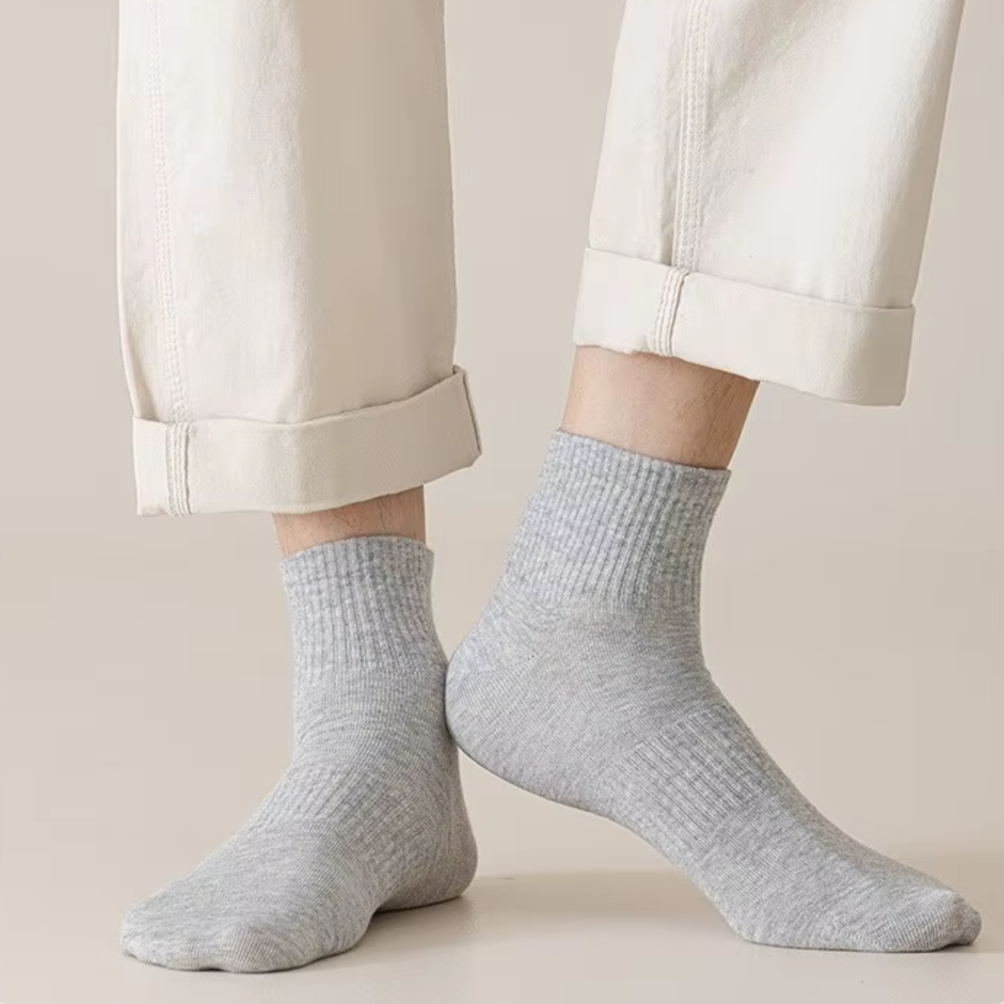 Lucent Mid-Crew – Premium Cotton Socks (2 Pairs in Silver)