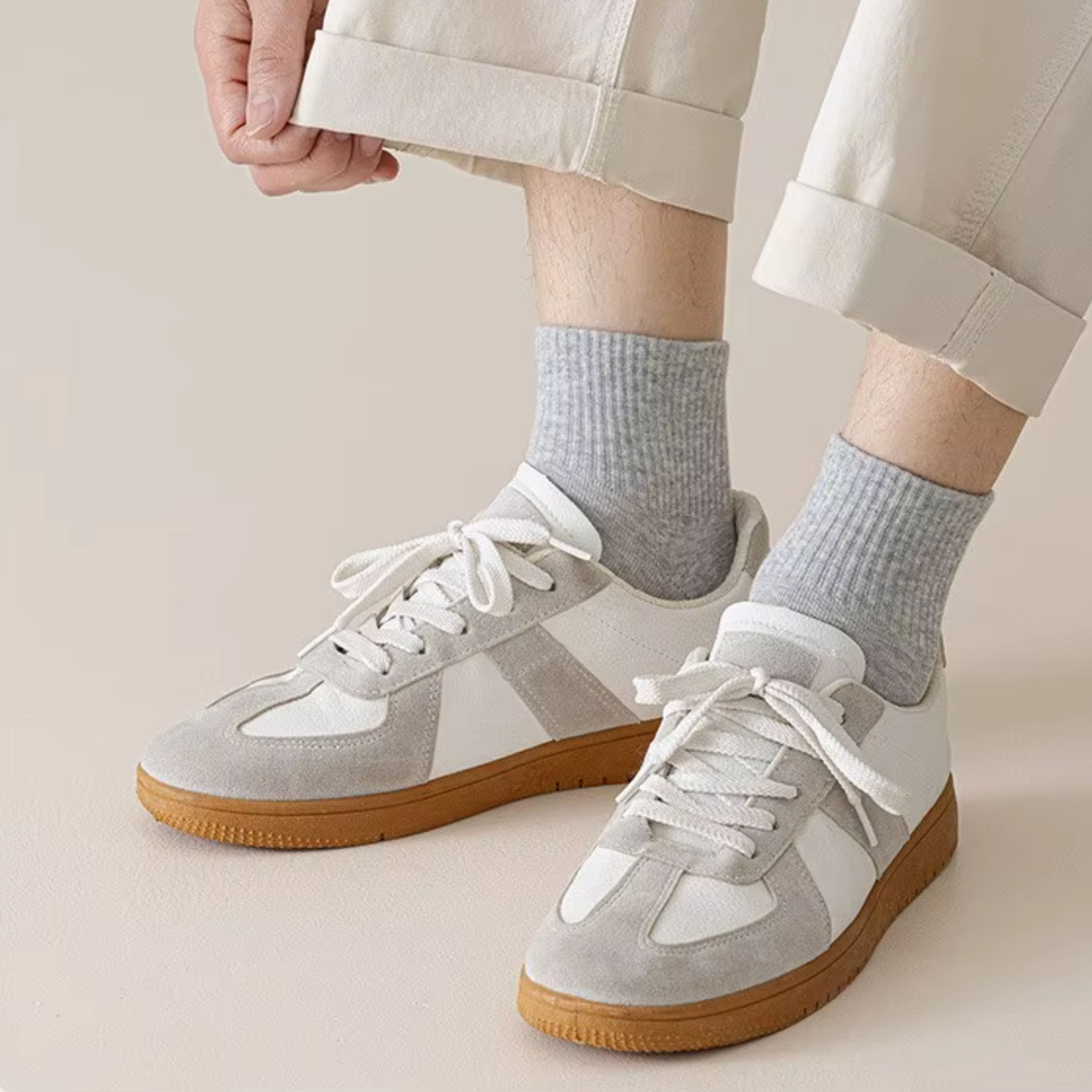 Lucent Mid-Crew – Premium Cotton Socks (2 Pairs in Silver)