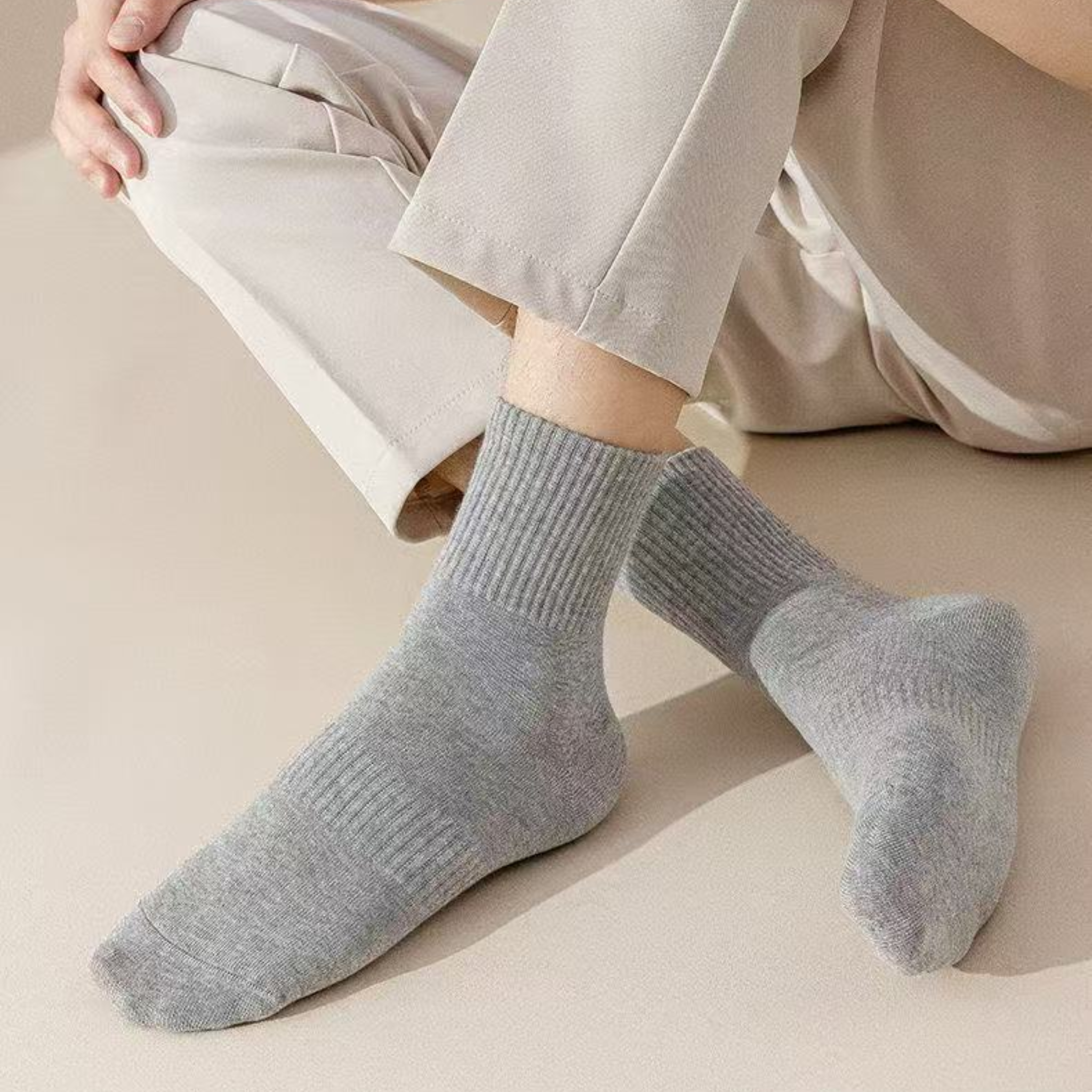 Lucent Mid-Crew – Premium Cotton Socks (2 Pairs in Silver)