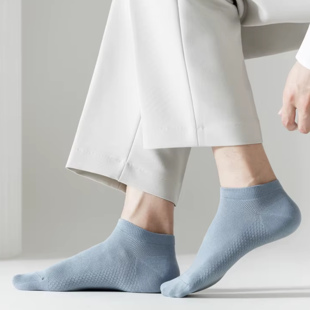 The Terra Ankle – Premium Bamboo Socks (2 Pairs in Steel Blue)