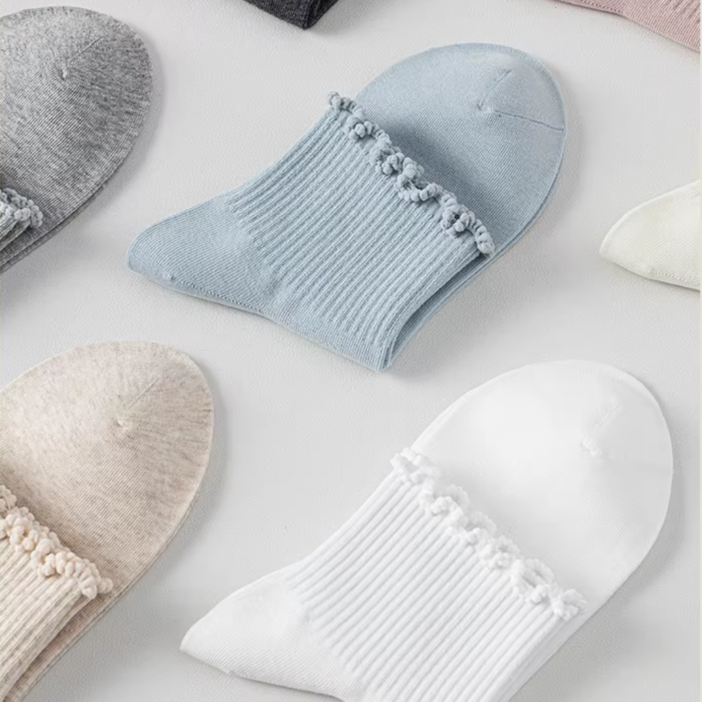 Ruffle Frills Crew Socks - 2 Pack Pairs (Baby Blue)