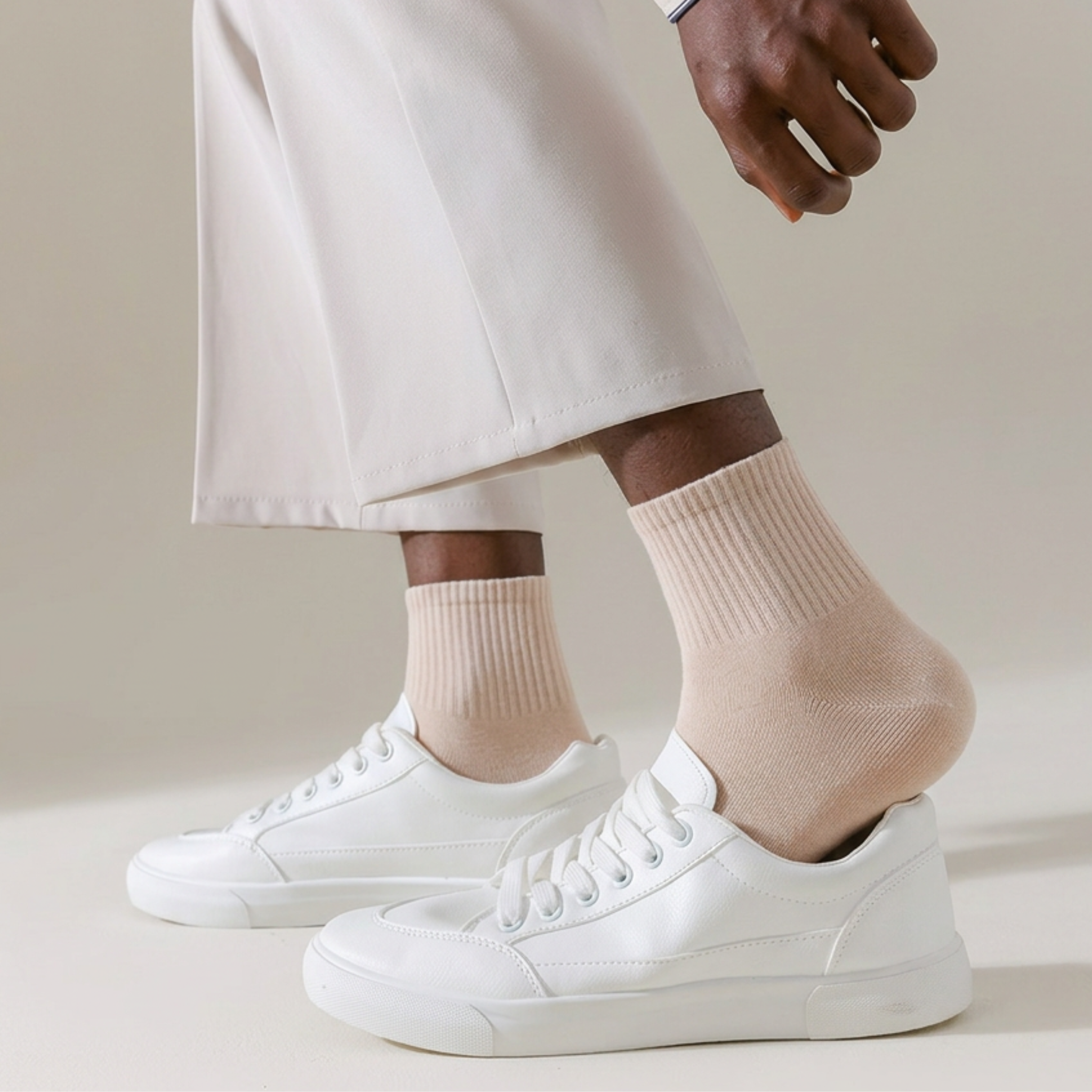 Lucent Mid-Crew – Premium Cotton Socks (2 Pairs in Oat)