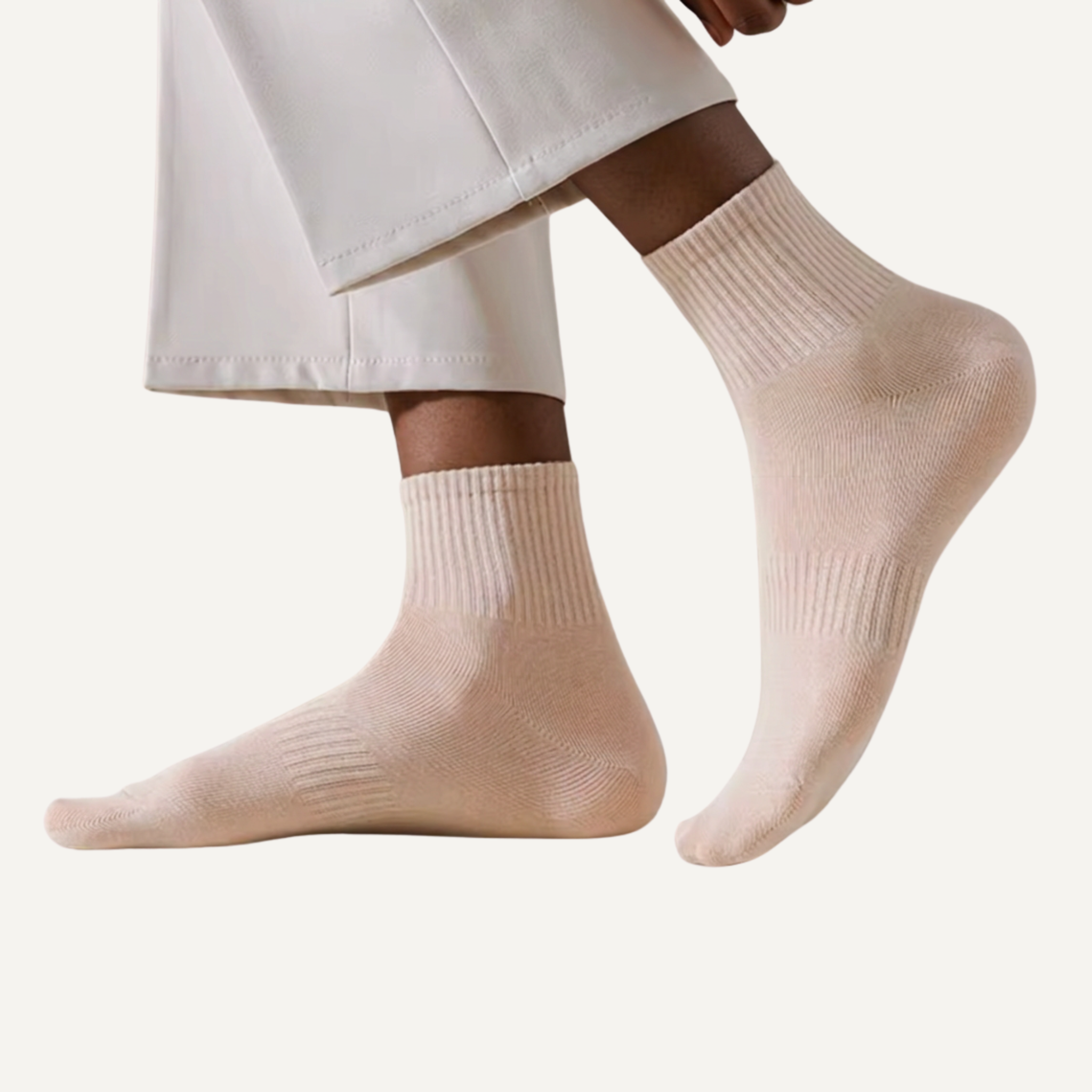 Lucent Mid-Crew – Premium Cotton Socks (2 Pairs in Oat)