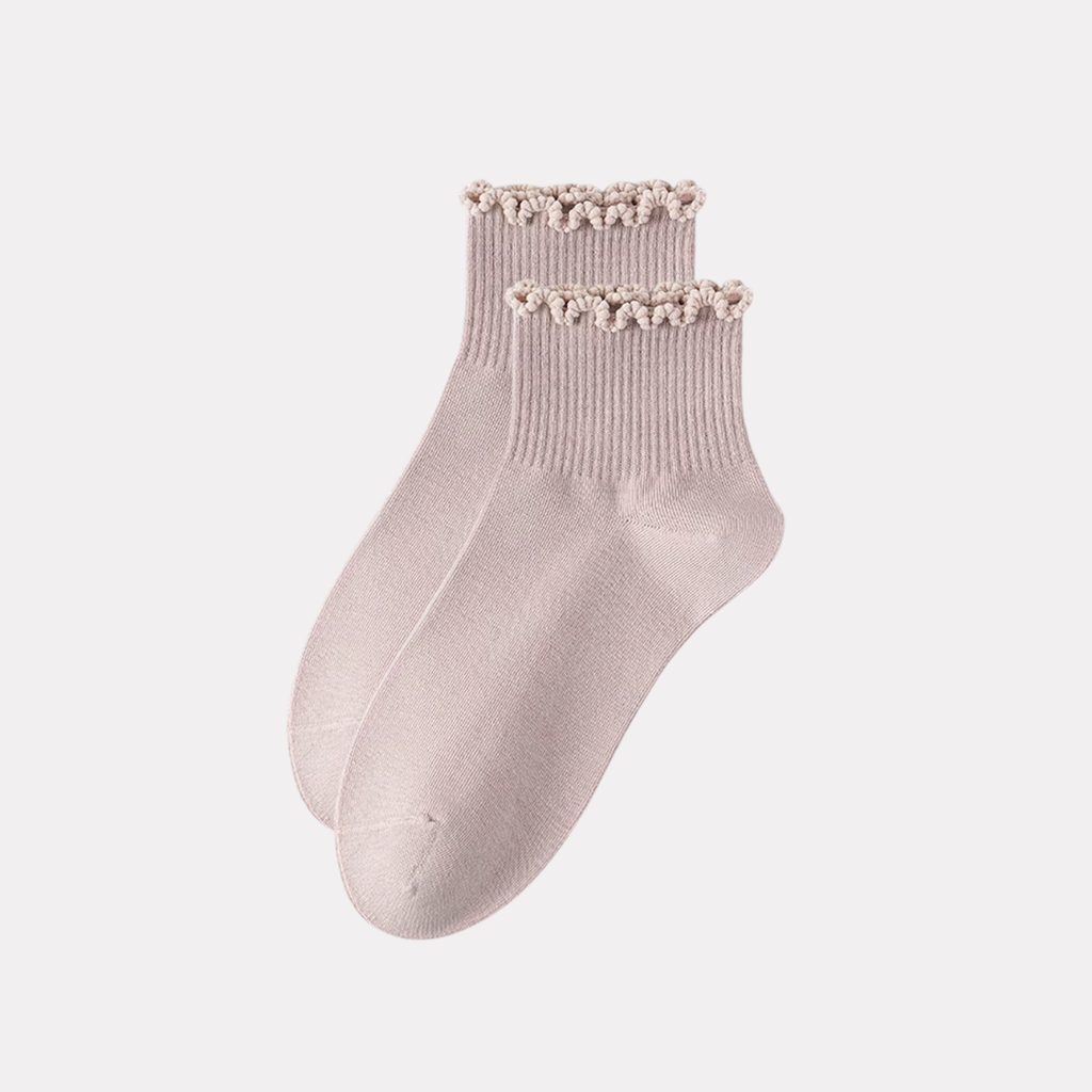 Ruffle Frills Crew Socks - 2 Pack Pairs (Pink)