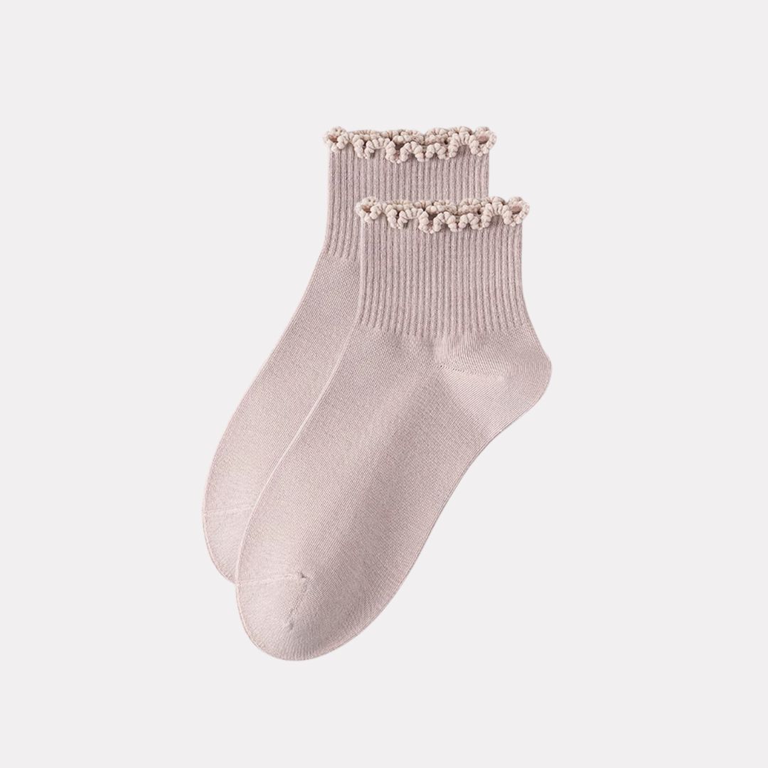 Ruffle Frills Crew Socks - 2 Pack Pairs (Pink)