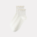 Ruffle Frills Crew Socks - 2 Pack Pairs (Oatmeal)