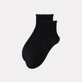 Ruffle Frills Crew Socks - 2 Pack Pairs (Black)