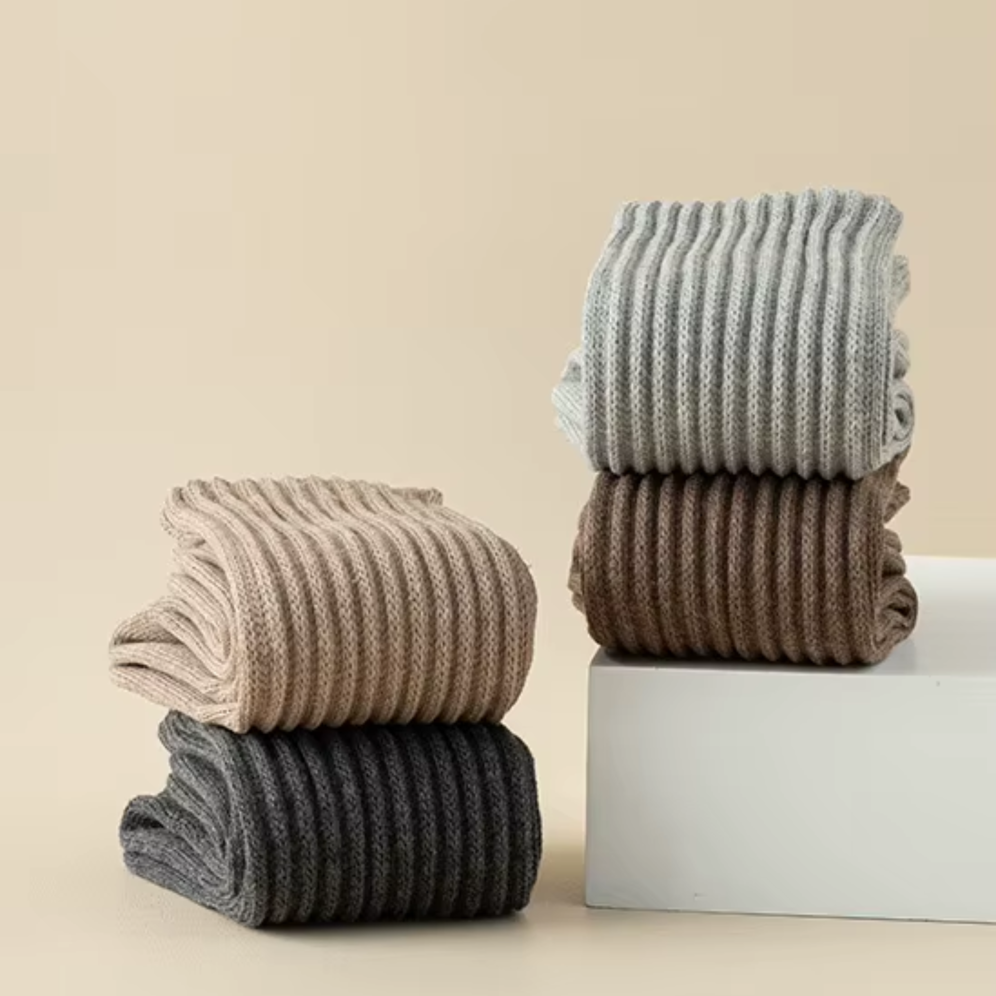 The Comfort Nova Crew – Premium Cotton Socks (2 Pairs in Mocha)