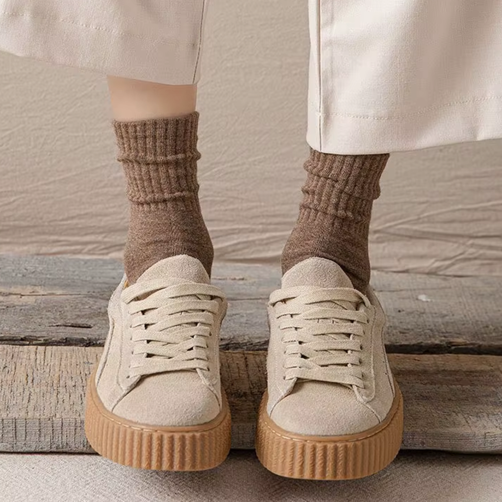 The Comfort Nova Crew – Premium Cotton Socks (2 Pairs in Mocha)