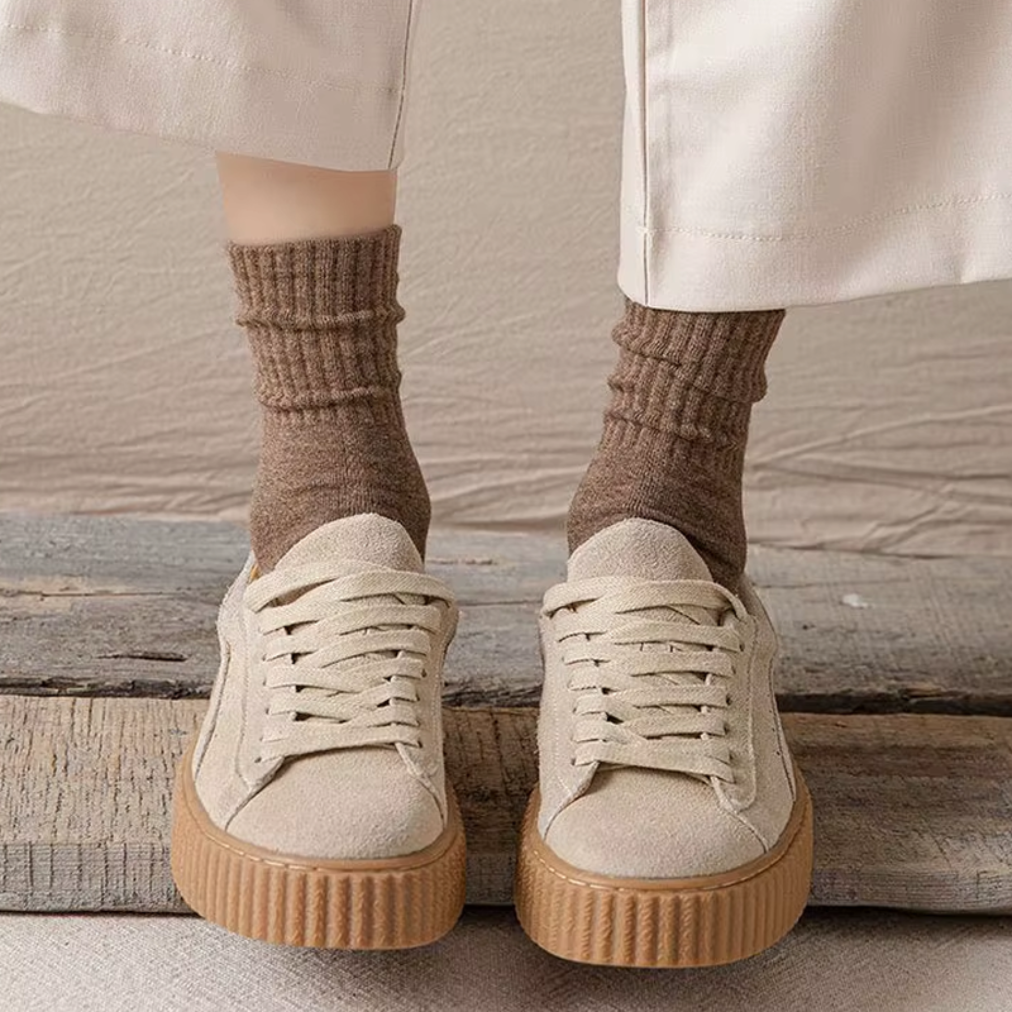 The Comfort Nova Crew – Premium Cotton Socks (2 Pairs in Mocha)