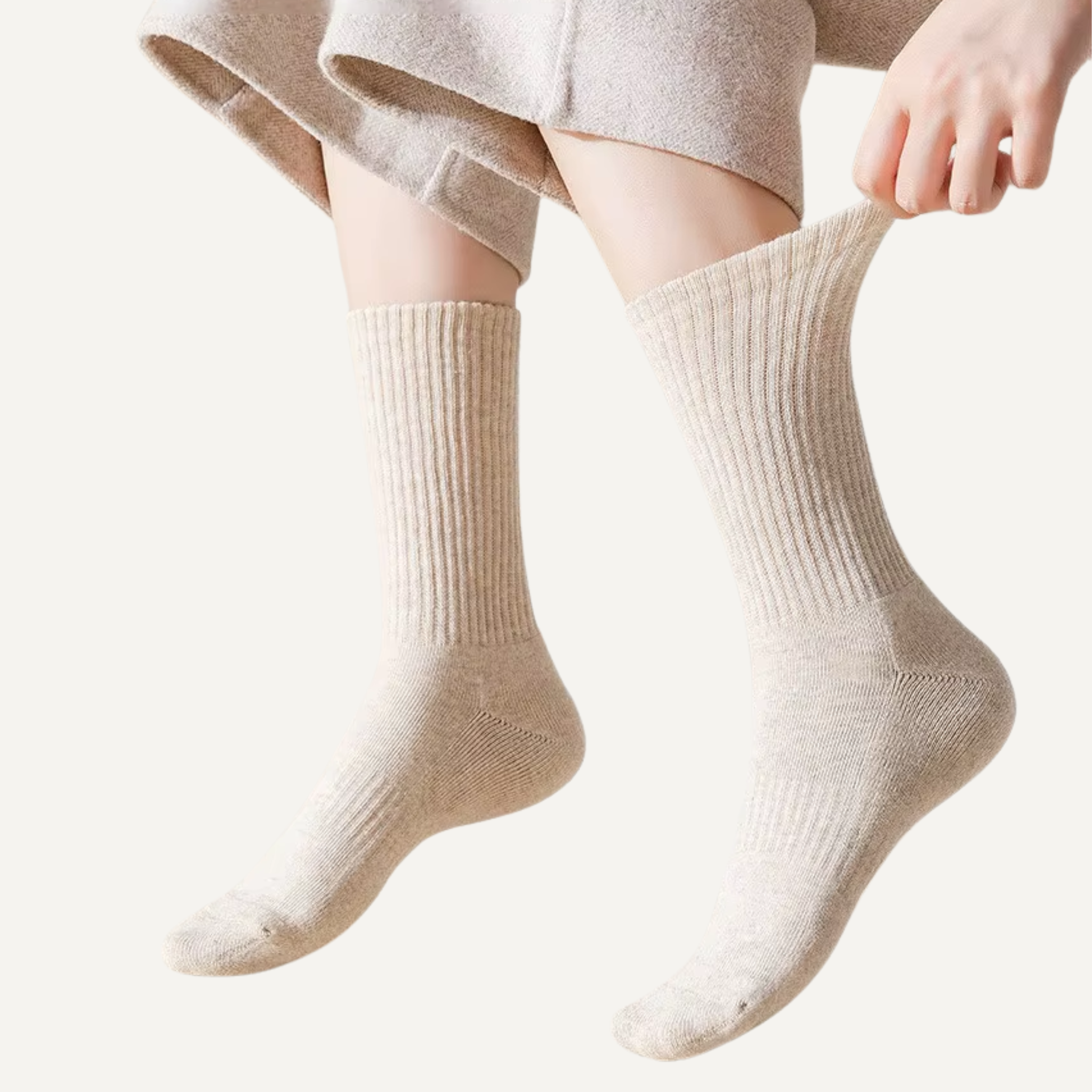 The Comfort Nova Crew – Premium Cotton Socks (2 Pairs in Oat)