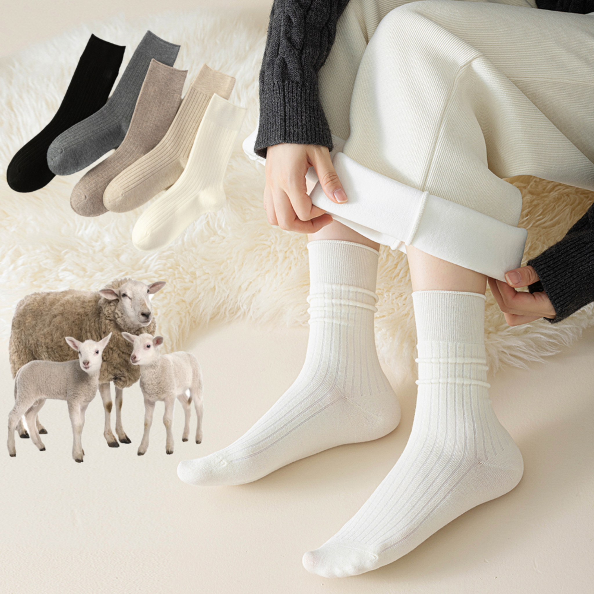 The Vita Crew – Premium Cashmere Socks  (2 Pairs in colour Ivory)