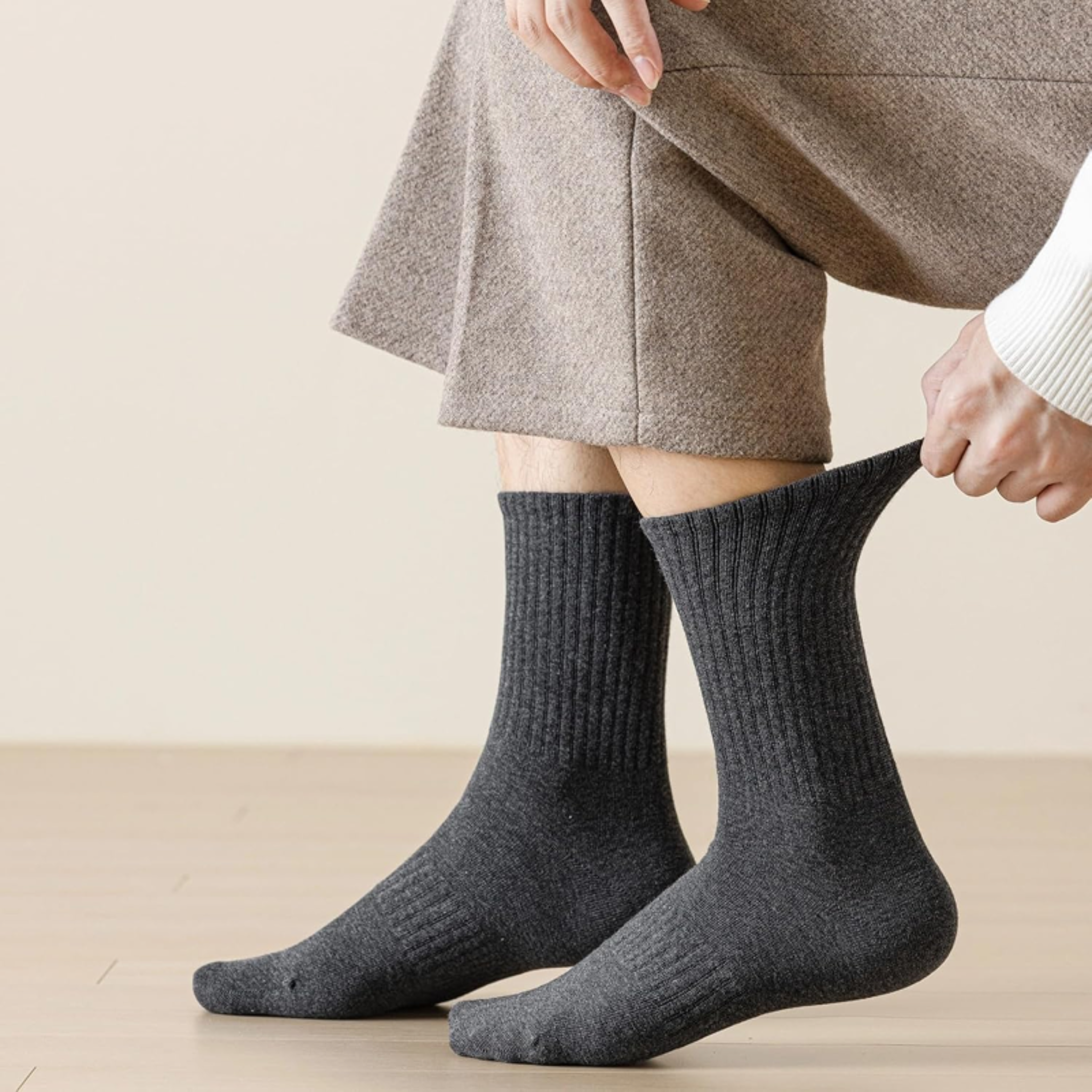 The Comfort Nova Crew – Premium Cotton Socks (2 Pairs in Slate)