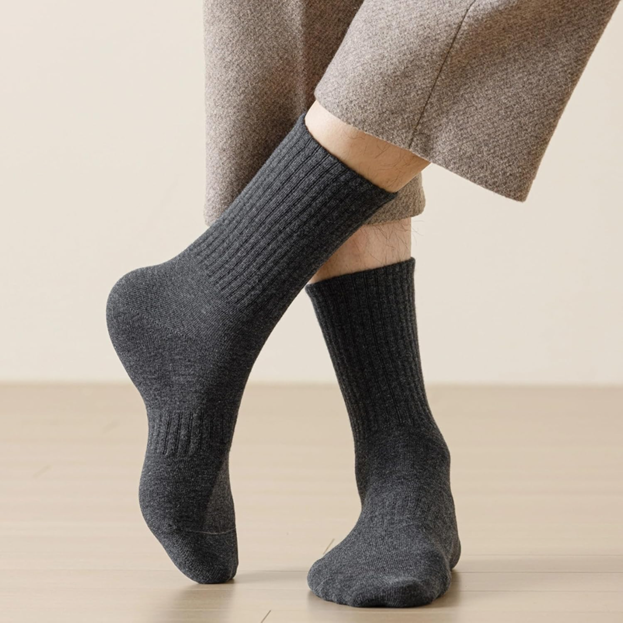 The Comfort Nova Crew – Premium Cotton Socks (2 Pairs in Slate)
