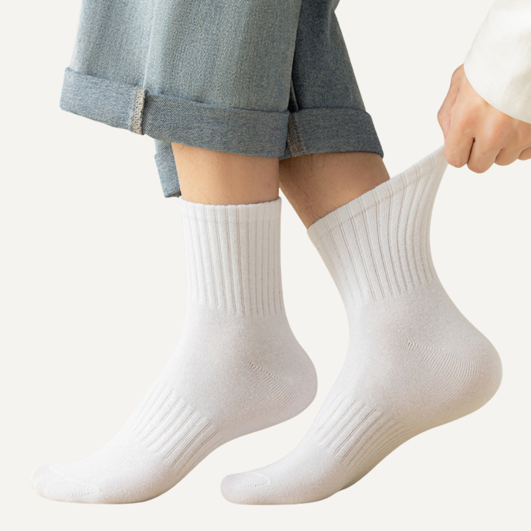 The Comfort Nova Crew – Premium Cotton Socks (2 Pairs in White)